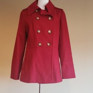 Red Michael Kors wool blend pea coat sz medium